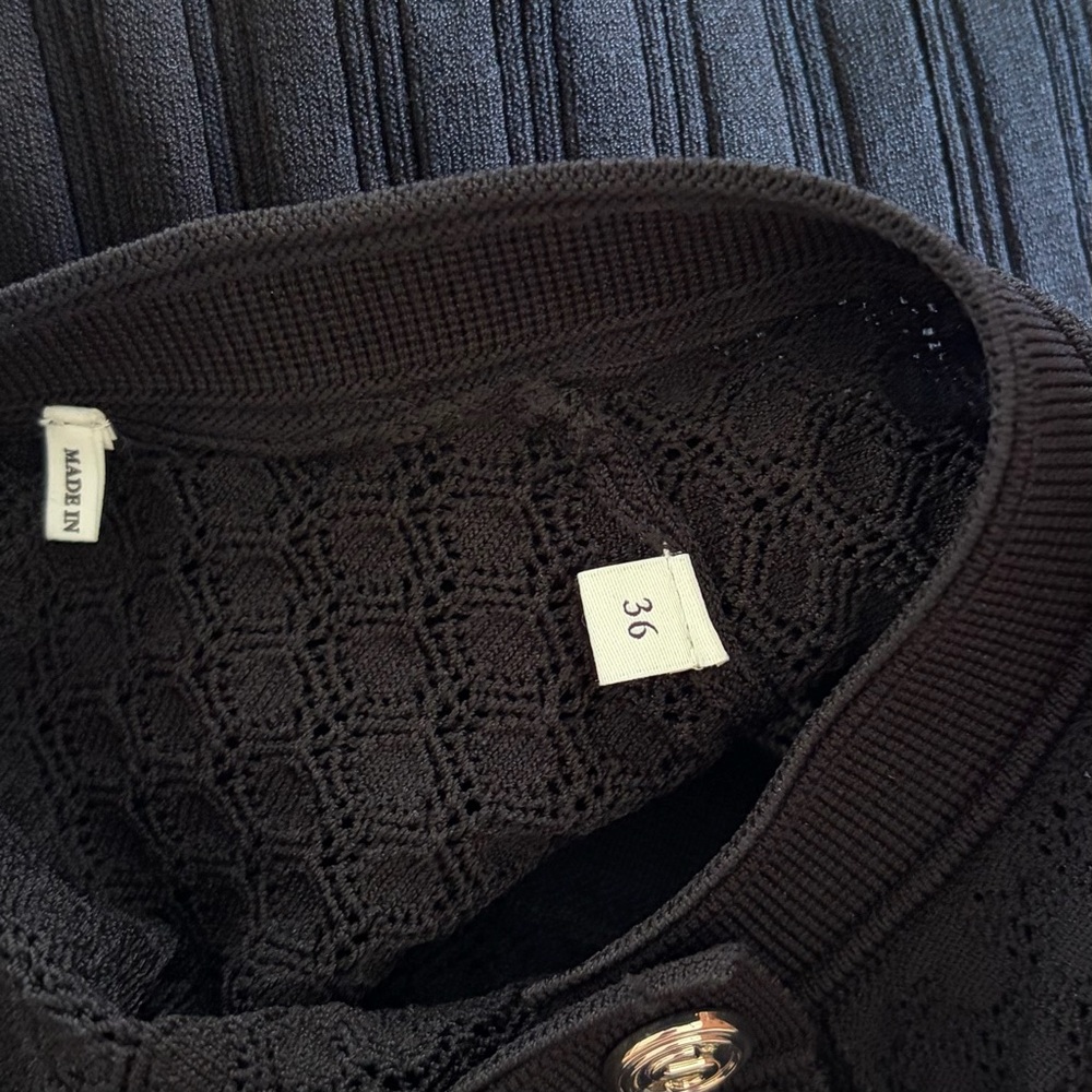 Sandro Tuileries Pointelle Knit Dress Black FR 36/US 4 - Picture 7 of 8